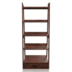 Best Kirklands Home Wood 5-Shelf Leaning Bookshelf Brown