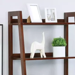 Best Kirklands Home Wood 5-Shelf Leaning Bookshelf Brown