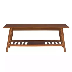 Clearance Kirklands Home Wood Slatted Bottom Shelf Coffee Table Brown