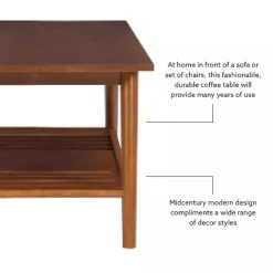 Clearance Kirklands Home Wood Slatted Bottom Shelf Coffee Table Brown
