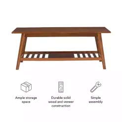 Clearance Kirklands Home Wood Slatted Bottom Shelf Coffee Table Brown
