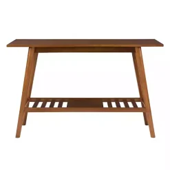 Best Kirklands Home Wood Slatted Bottom Shelf Console Table Brown