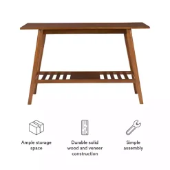 Best Kirklands Home Wood Slatted Bottom Shelf Console Table Brown