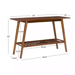 Best Kirklands Home Wood Slatted Bottom Shelf Console Table Brown