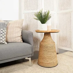 Kirklands Home Wood Wrapped Accent Table Brown