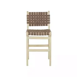 New Kirklands Home Woven Leather Wooden Counter Stool Brown