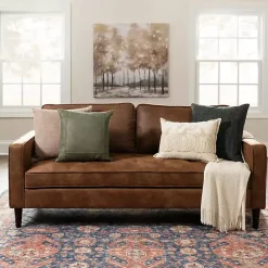 Kirklands Home Wyatt Faux Leather Sofa Brown