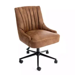 New Kirklands Home Wyatt Faux Leather Swivel Office Chair Brown