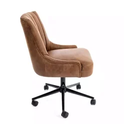 New Kirklands Home Wyatt Faux Leather Swivel Office Chair Brown