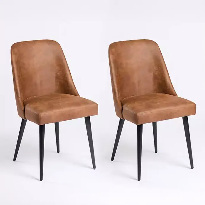 Best Kirklands Home Wyatt Faux Leather Dining Chairs, Set of 2 Brown