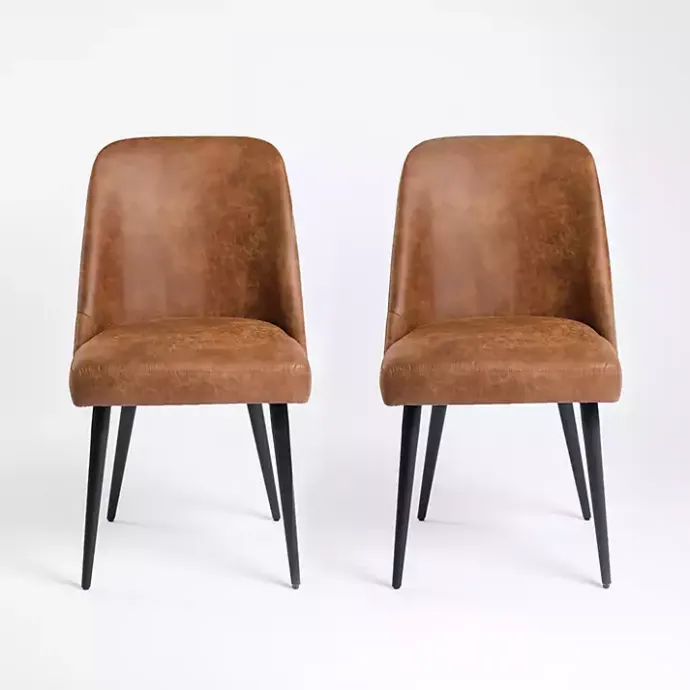 Best Kirklands Home Wyatt Faux Leather Dining Chairs, Set of 2 Brown
