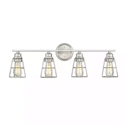 Outlet Kirklands Home Brushed Nickel Cage Shade Vanity Light Silver