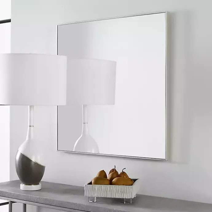 Best Kirklands Home Brushed Metal Square Framed Mirror Silver