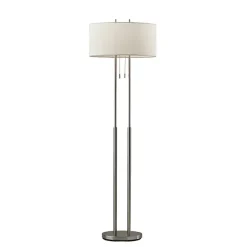 New Kirklands Home Brushed Steel Double-Bulb Oval Floor Lamp Ivory