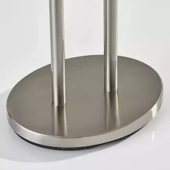 New Kirklands Home Brushed Steel Double-Bulb Oval Floor Lamp Ivory