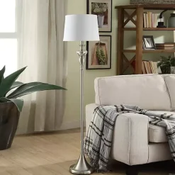 New Kirklands Home Brushed Steel Fluted Floor Lamp White