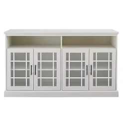 Clearance Kirklands Home Brushed Window Pane TV Stand White