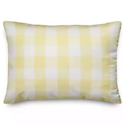 New Kirklands Home Buffalo Check Lemon Outdoor Pillow Yellow