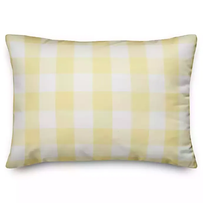 New Kirklands Home Buffalo Check Lemon Outdoor Pillow Yellow