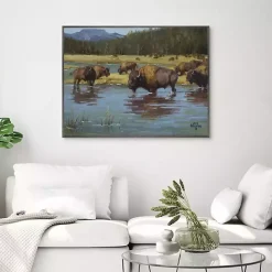 New Kirklands Home Buffalo Crossing Framed Canvas Art Print Multi