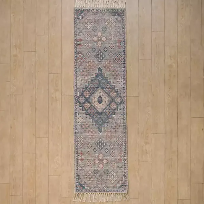 New Kirklands Home Bylas Navy Medallion Runner, 2x7 Blue