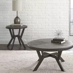 Sale Kirklands Home Calvert Round Coffee Table Gray