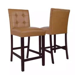 New Kirklands Home Camel Faux Leather Jeremy Counter Stools, Set of 2 Brown