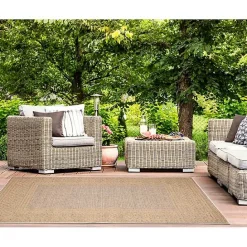 Online Kirklands Home Camel Leopard Border Outdoor Area Rug, 5x7 Tan