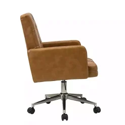 Hot Kirklands Home Camel Tufted Faux Leather Swivel Office Chair Tan