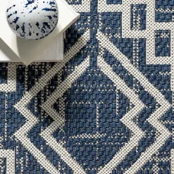 Online Kirklands Home Cammie Blue Moroccan Tribal Outdoor Rug, 5x8