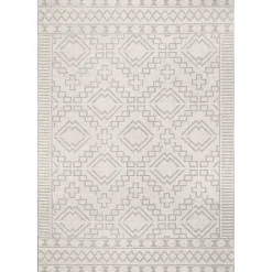 New Kirklands Home Cammie Gray Moroccan Geometric Outdoor Rug, 5x8