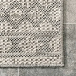 New Kirklands Home Cammie Gray Moroccan Geometric Outdoor Rug, 5x8