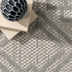 New Kirklands Home Cammie Gray Moroccan Geometric Outdoor Rug, 5x8