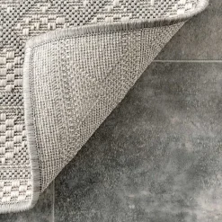New Kirklands Home Cammie Gray Moroccan Geometric Outdoor Rug, 5x8