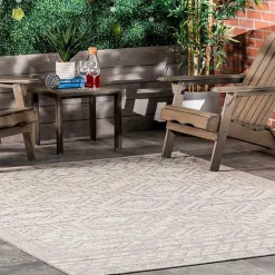 Hot Kirklands Home Cammie Gray Moroccan Geometric Outdoor Rug, 8x10