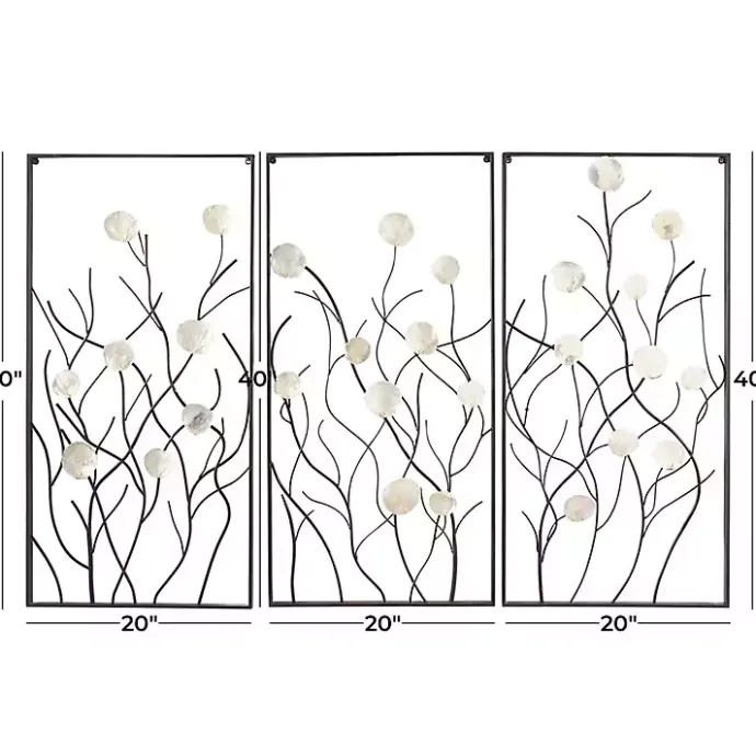 Hot Kirklands Home Capiz Flowers Metal Wall Plaques, Set of 3
