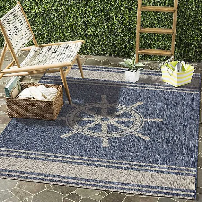 Kirklands Home Captiva Nautical Helm Outdoor Area Rug, 7x9