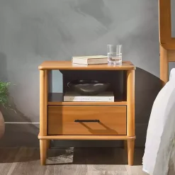 Discount Kirklands Home Caramel Wood Cubby Nightstand Brown