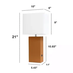 Clearance Kirklands Home Caramel Faux Leather Charging Table Lamp Tan