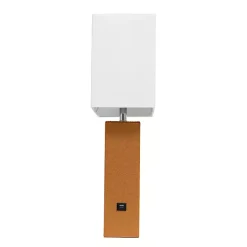 Clearance Kirklands Home Caramel Faux Leather Charging Table Lamp Tan