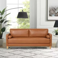 Online Kirklands Home Caramel Faux Leather Chelsea Sofa Brown