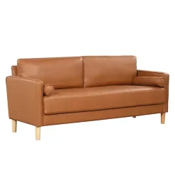 Online Kirklands Home Caramel Faux Leather Chelsea Sofa Brown