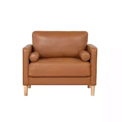 New Kirklands Home Caramel Faux Leather Chelsea Accent Chair Brown
