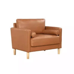 New Kirklands Home Caramel Faux Leather Chelsea Accent Chair Brown