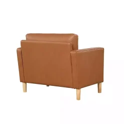 New Kirklands Home Caramel Faux Leather Chelsea Accent Chair Brown