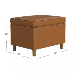 New Kirklands Home Caramel Faux Leather Storage Ottoman Brown
