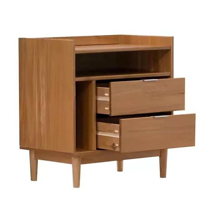 Outlet Kirklands Home Caramel Pine 2-Drawer Nightstand Brown