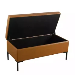 Hot Kirklands Home Caramel Vegan Leather Storage Bench Brown