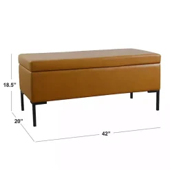 Hot Kirklands Home Caramel Vegan Leather Storage Bench Brown