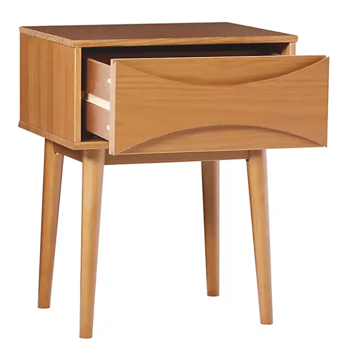 Discount Kirklands Home Caramel Wood Mid-Century Modern Nightsd Tan